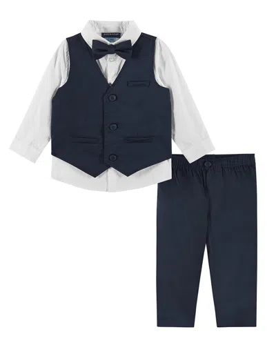 Andy & Evan Kids'  Button-down, Bowtie Vest & Pant Set In Blue