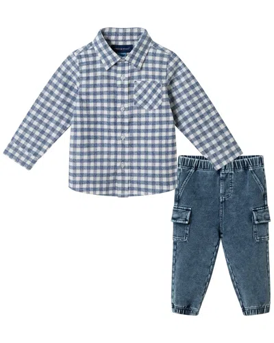 Andy & Evan Kids' Button-down Denim Jogger Set In Blue