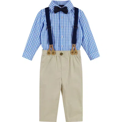 Andy & Evan Babies'  Button-up Shirt, Suspenders, Pants & Bow Tie Set In Blue