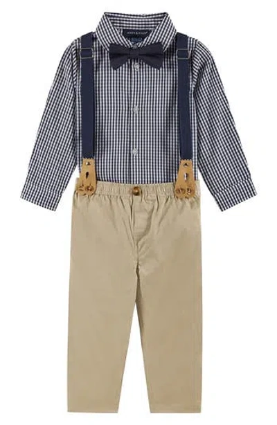 Andy & Evan Babies'  Button-up Shirt, Suspenders, Pants & Bow Tie Set In Blue