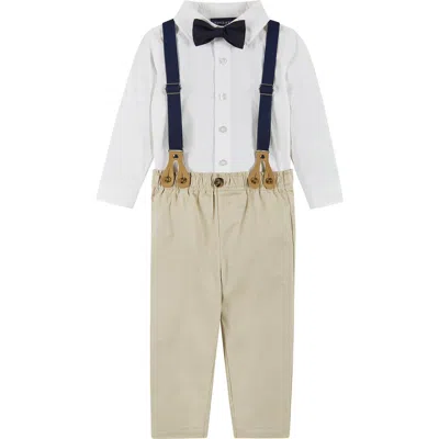 Andy & Evan Babies'  Button-up Shirt, Suspenders, Pants & Bow Tie Set In Neutral