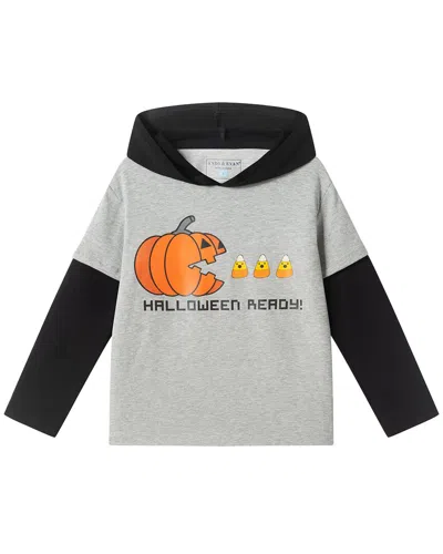 Andy & Evan Candy Corn Pumpkin Applique Hooded T-shirt In Gray