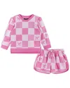 Andy & Evan Checkered Bow Terry Pullover In Pattern