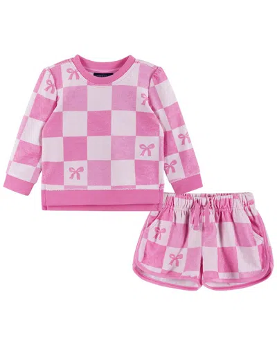 Andy & Evan Kids' Checkered Bow Terry Pullover In Pattern