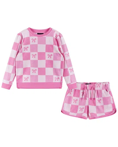 Andy & Evan Checkered Bow Terry Shirt In Multi