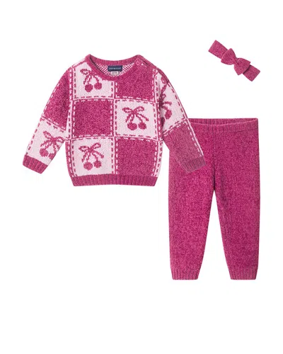 Andy & Evan Cherry Checker Sweater & Pant Set In Red