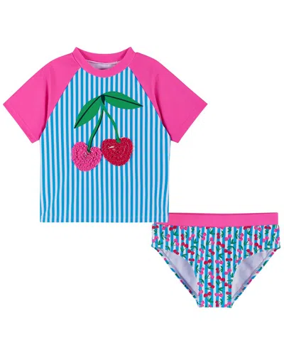 Andy & Evan Cherry Stripe Rashguard Set In Multi