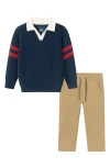Andy & Evan Collared Sweater & Pants Set In Nvj