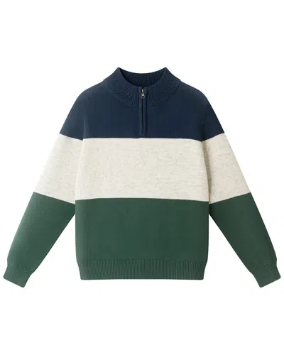 Andy & Evan Kids'  Colorblocked 1/2-zip Sweater In Green