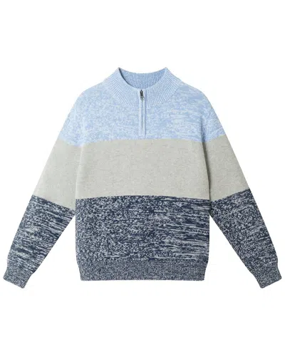 Andy & Evan Colorblocked 1/2-zip Sweater In Nude