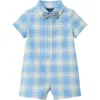 Andy & Evan Cotton Romper & Bow Tie Set In Blue