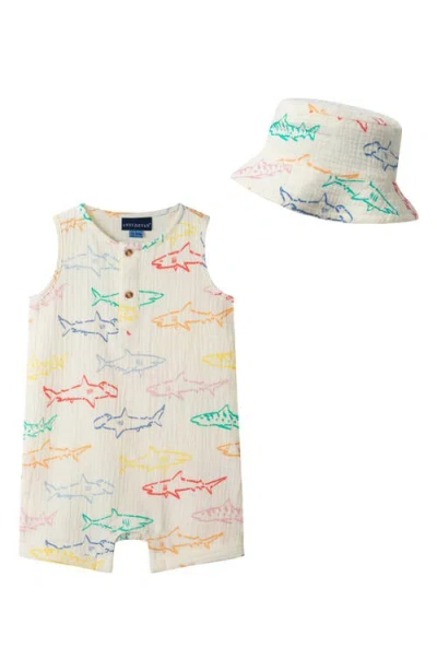 Andy & Evan Babies'  Cotton Seersucker Romper & Hat Set In Multi