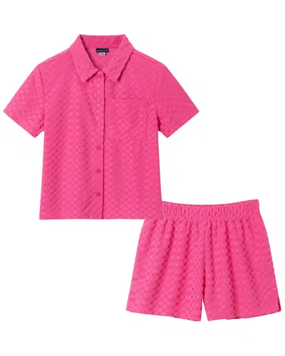 Andy & Evan Kids' Cover-up Top & Short Set In Pink