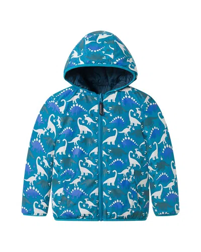 Andy & Evan Dino Print Color Change Puffer Jacket In Blue
