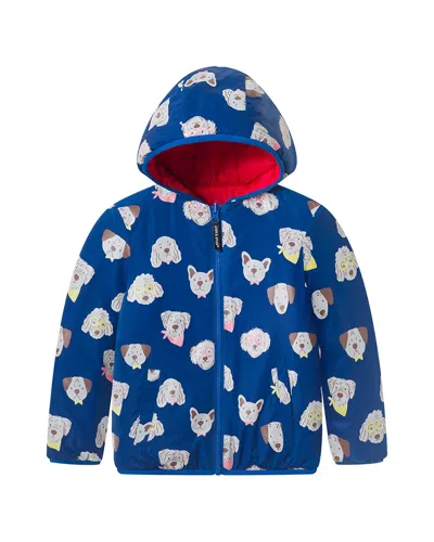 Andy & Evan Kids' Dog Print Color Change Puffer Jacket In Blue