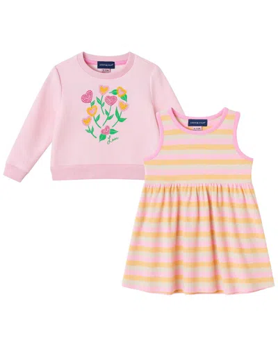 Andy & Evan Kids' Floral Crochet Sweatshirt & Dress Set In Multi
