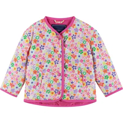 Andy & Evan Babies'  Floral Print Quilted Jacket In Pink