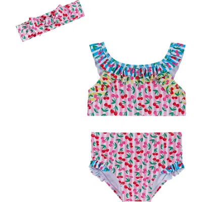Andy & Evan Babies'  Floral Two-piece Bikini Swimsuit & Headband Set In Multi