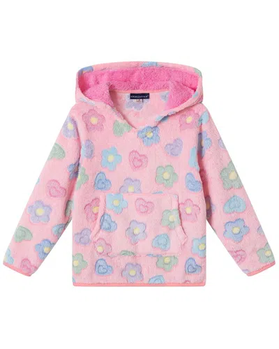 Andy & Evan Flower & Heart Plush Hoodie In Pink
