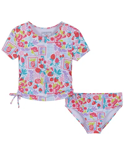 Andy & Evan Fruit Print Rashguard Set In Blue