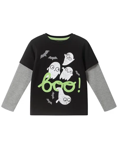 Andy & Evan Ghost Boo Two-fer T-shirt In Black