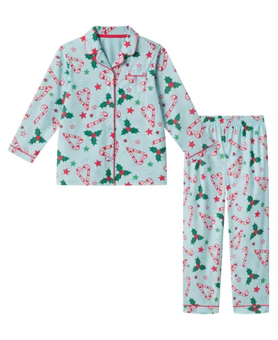 Andy & Evan Kids' Girls' 5-16 Holiday Icons Print Pajama, 2-piece Set In Green