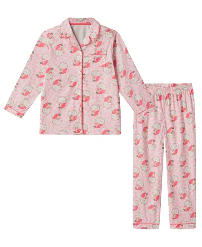 Andy & Evan Kids' Girls' 5-16 Holiday Icons Print Pajama, 2-piece Set In Pink