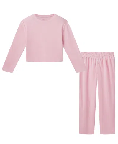 Andy & Evan Kids' Girls' 5-16 Pointelle Heart Pajama, 2-piece Set In Pink
