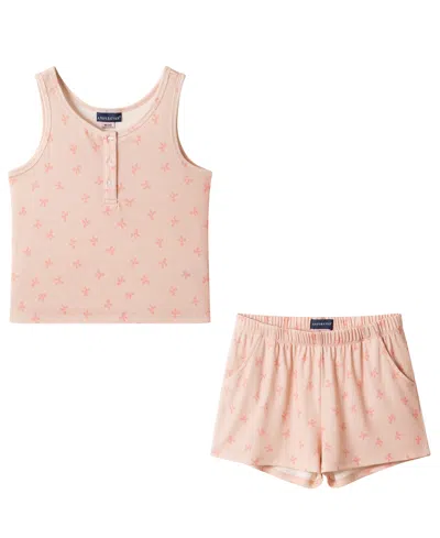 Andy & Evan Kids' Girls' 6-16 Henley Tank & Short, 2-piece Pajama Set In Pink