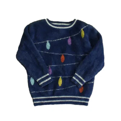 Andy & Evan Kids' Girls Blue Christmas Lights Sweater