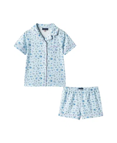Andy & Evan Girls' Buttondown Pajama Set - Big Kid In Blue