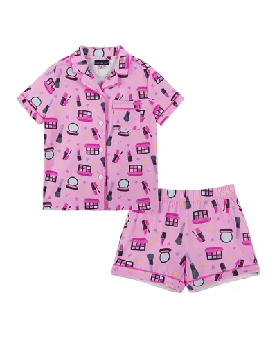 Andy & Evan Girls' Buttondown Pajama Set - Big Kid In Purple
