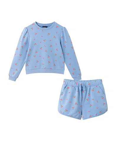 Andy & Evan Girls' Crewneck Sweatshirt & Short Set - Big Kid In Blue