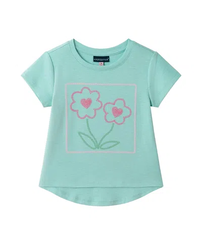 Andy & Evan Girls' Embroidered Tee - Little Kid In Blue