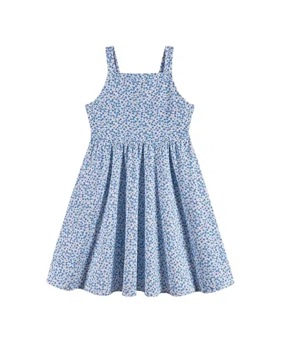 Andy & Evan Girls' Floral Printed Dress With Back Cutout - Big Kid In Blue