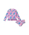 Andy & Evan Kids' Ruffle Long-sleeve Rib Two-piece Swimsuit