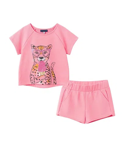 Andy & Evan Girls' French Terry Top & Short - Little Kid In Pink