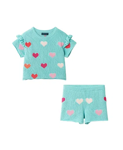 Andy & Evan Girls' Heart Crochet Set - Little Kid In Blue
