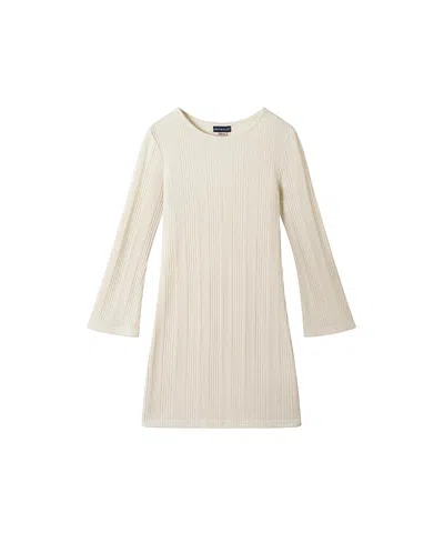 Andy & Evan Girls' Lurex Rib Bell Sleeve Dress - Big Kid In Neutral