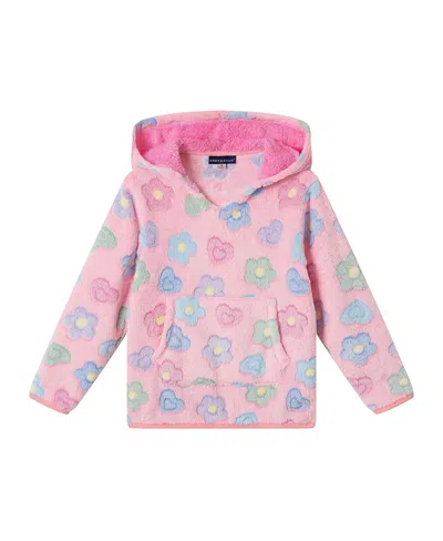 Andy & Evan Girls' Plush Hoodie - Little Kid In Pink Hearts