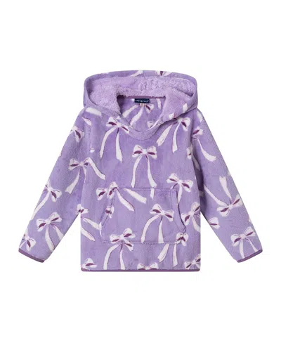 Andy & Evan Girls' Plush Hoodie - Little Kid In Purple Bows