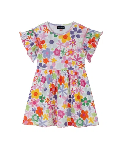 Andy & Evan Girls' Printed Rib Dress - Little Kid In White