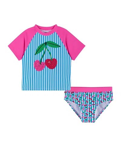 Andy & Evan Girls' Short Sleeve Rashguard Set - Little Kid In Blue