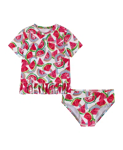 Andy & Evan Girls' Short Sleeve Rashguard Set - Little Kid In Red