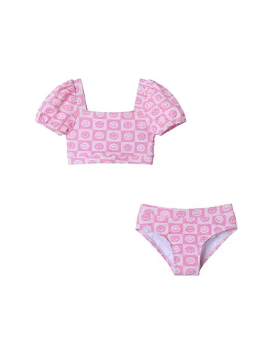 ANDY & EVAN GIRLS' SMILEY BIKINI SWIMSUIT SET - LITTLE KID