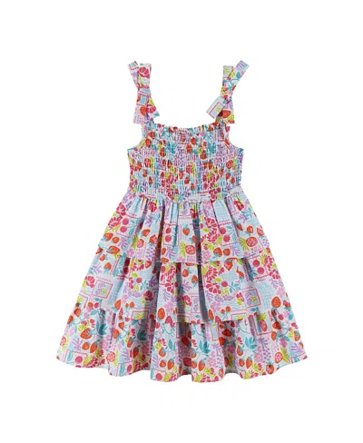 Andy & Evan Girls' Tiered Poplin Dress - Little Kid In Blue