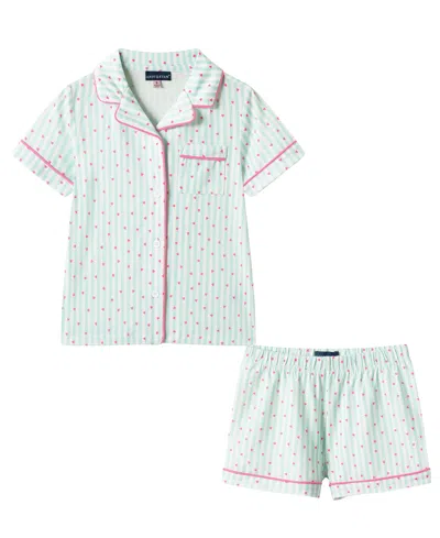 Andy & Evan Babies' Girls' Toddler 2t-4t Button-down Shirt And Shorts Pajama Set In Green