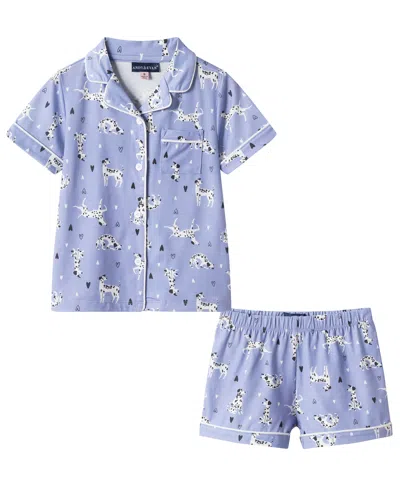 Andy & Evan Babies' Girls' Toddler 2t-4t Button-down Shirt And Shorts Pajama Set In Purple