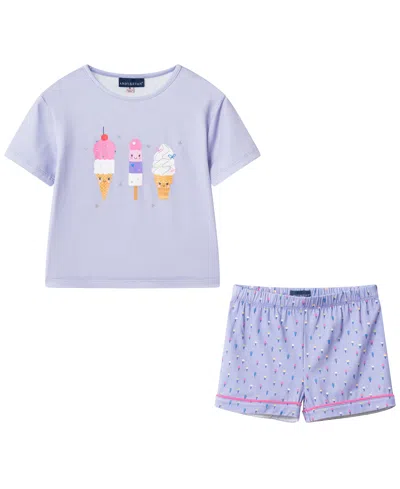 Andy & Evan Babies' Girls' Toddler 2t-4t Short-sleeve T-shirt And Shorts, 2-piece Pajama Set In Purple