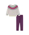 Andy & Evan Girls' White Gingerbread Fair Isle Sweater & Jegging Set - Little Kid In White Gingerbread
